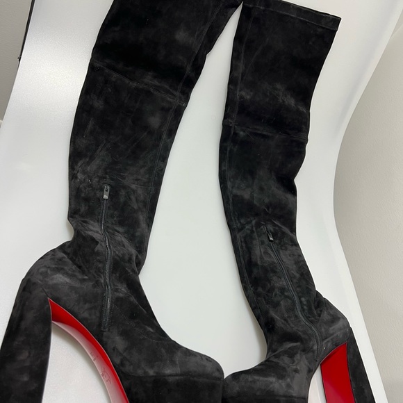 Christian Louboutin Movida Suede 130mm Platform Boots Black Women’s EU 38/US 8 - Picture 3 of 11